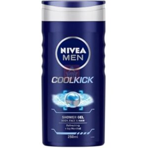 nivea men 3in1 shower gel body wash cool kick 24h fresh effect masculine scent 250ml 171.99